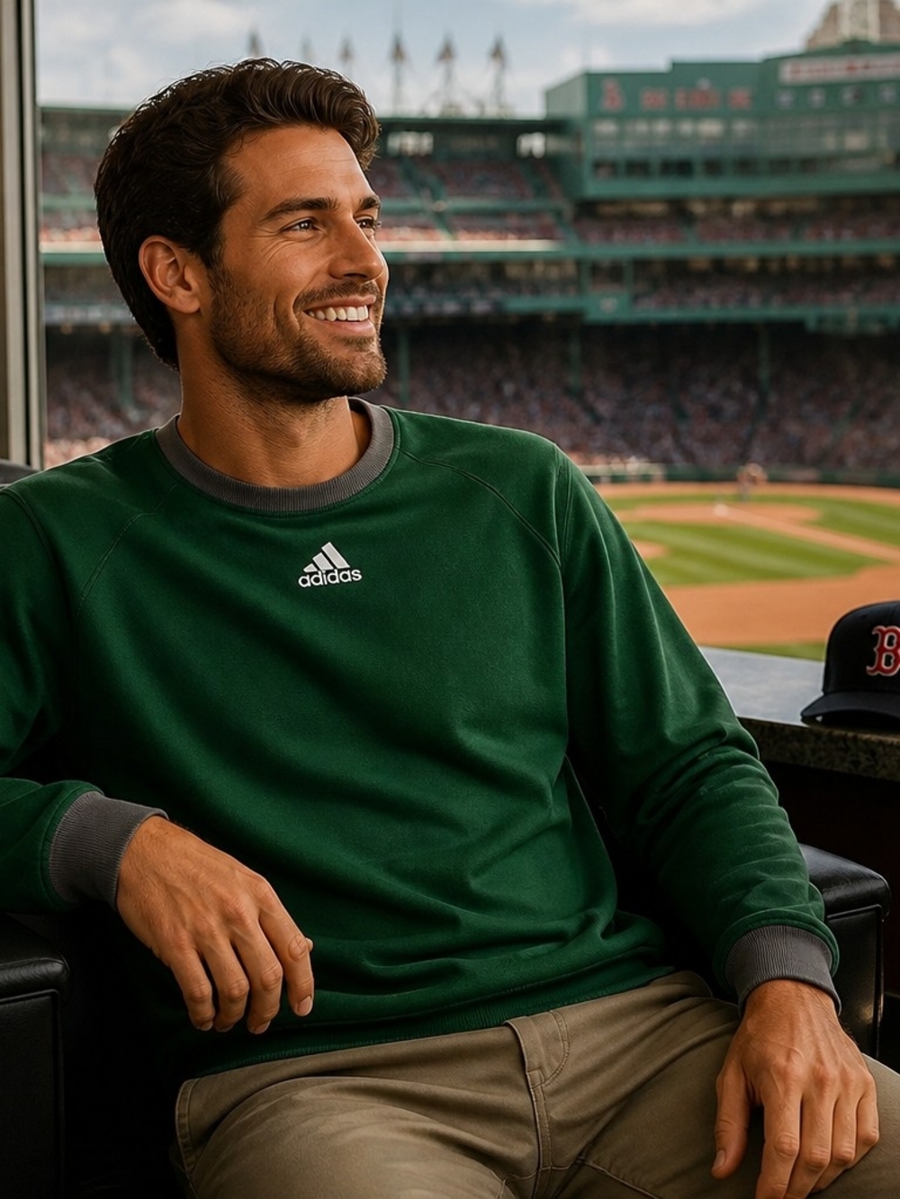 adidas Men’s Crewneck Sweatshirt in Forest Green with Gray Trim